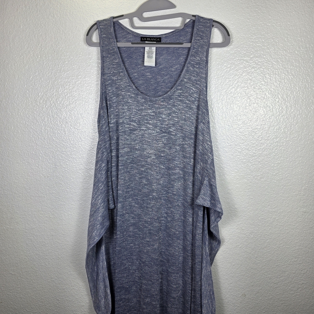 La Blanca Women's Gray Beach Tie Cover-Up Midi Sleeveless Dress‎ Size M